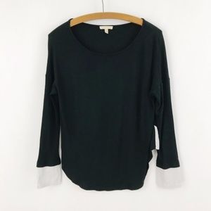 Anthropologie Bordeaux Cuff Sleeved Top Black